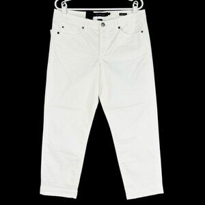 Calvin Klein Women's Power Stretch White Skinny Crop Jeans Size 14 Mid Rise NWT